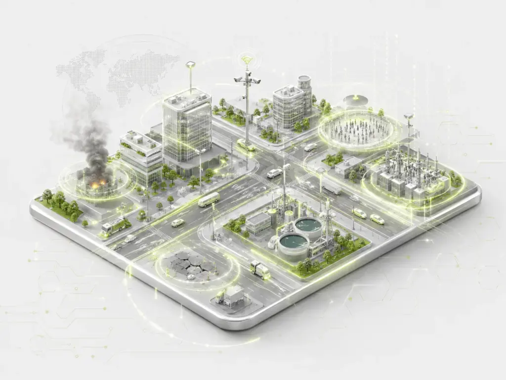 Integrated smart city ecosystem connecting monitoring, analysis and response